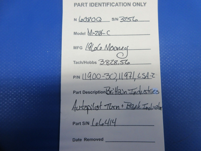 Mooney M20 / M20C Brittain Industries Autopilot Indicator 11900-30 (1024-849)