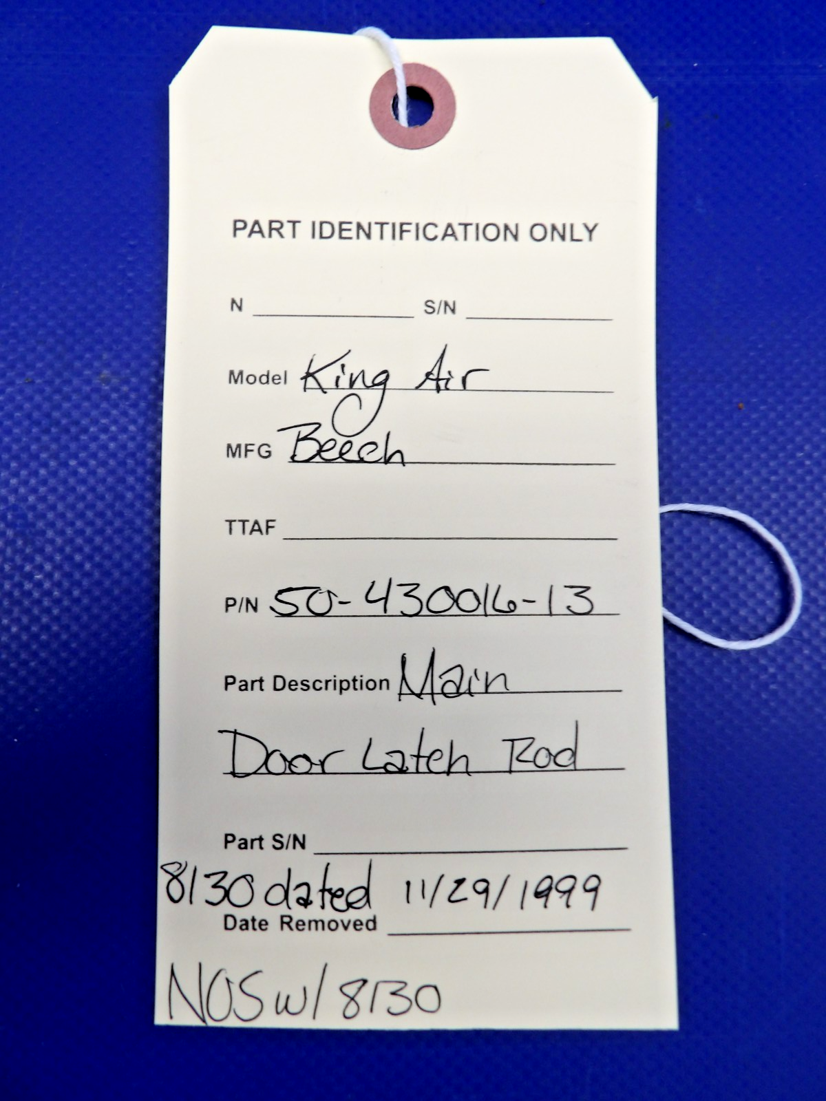 Beech King Air Main Door Latch w/ 8130 P/N 50-430016-13 NOS (0326-1239)14