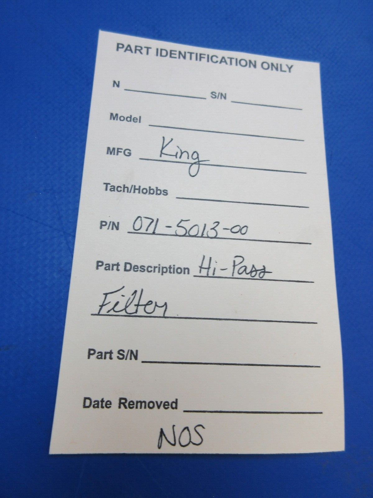 King Hi-Pass Filter P/N 071-5013-00 NOS (1023-819)