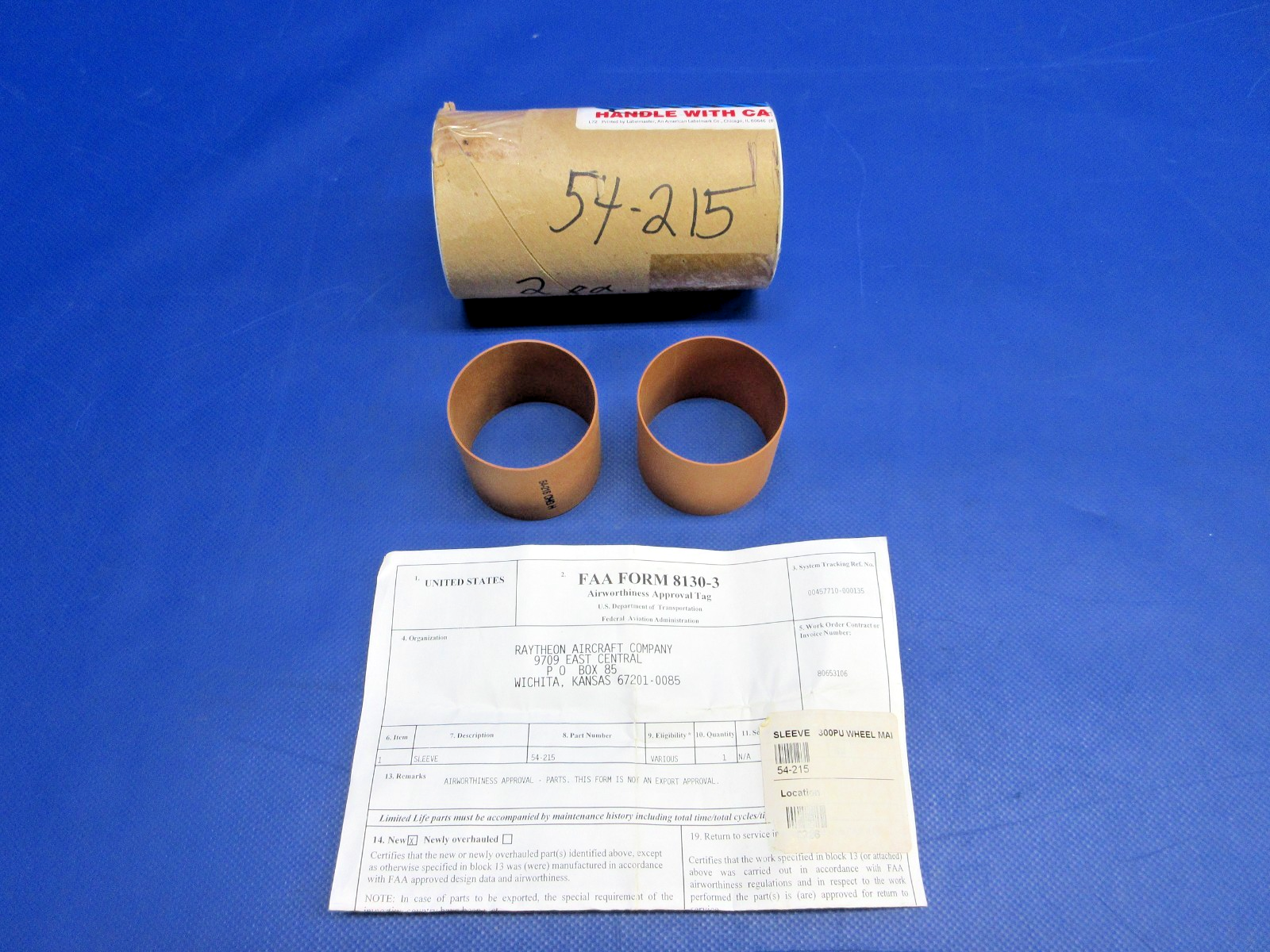Goodrich Beech Sleeve P/N 54-215 w/8130 LOT OF 2 NOS (0426-805)1