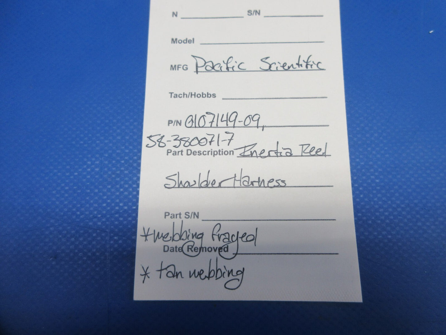 Damaged Pacific Scientific Inertia Reel Shoulder Harness 010749-09 (1124-784)12
