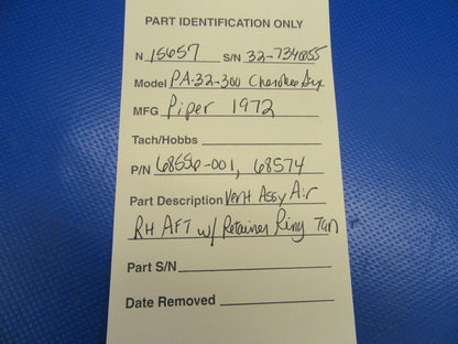 Piper Cherokee 6 Vent Assy Air w/ Retaining Ring RH AFT Tan 68556-00 (0819-64)