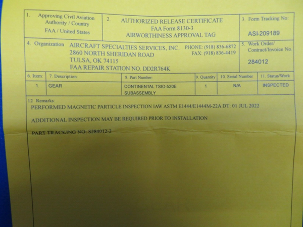 Continental TSIO-520-E-C-D Crankshaft Gear Small 632892 INSPECTED (0624-1716)