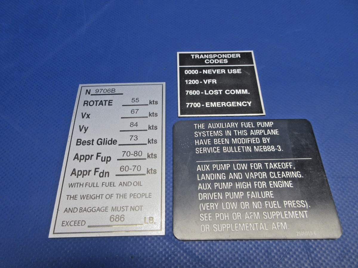Cessna 172 / 172RG Placards LOT (0926-756)3