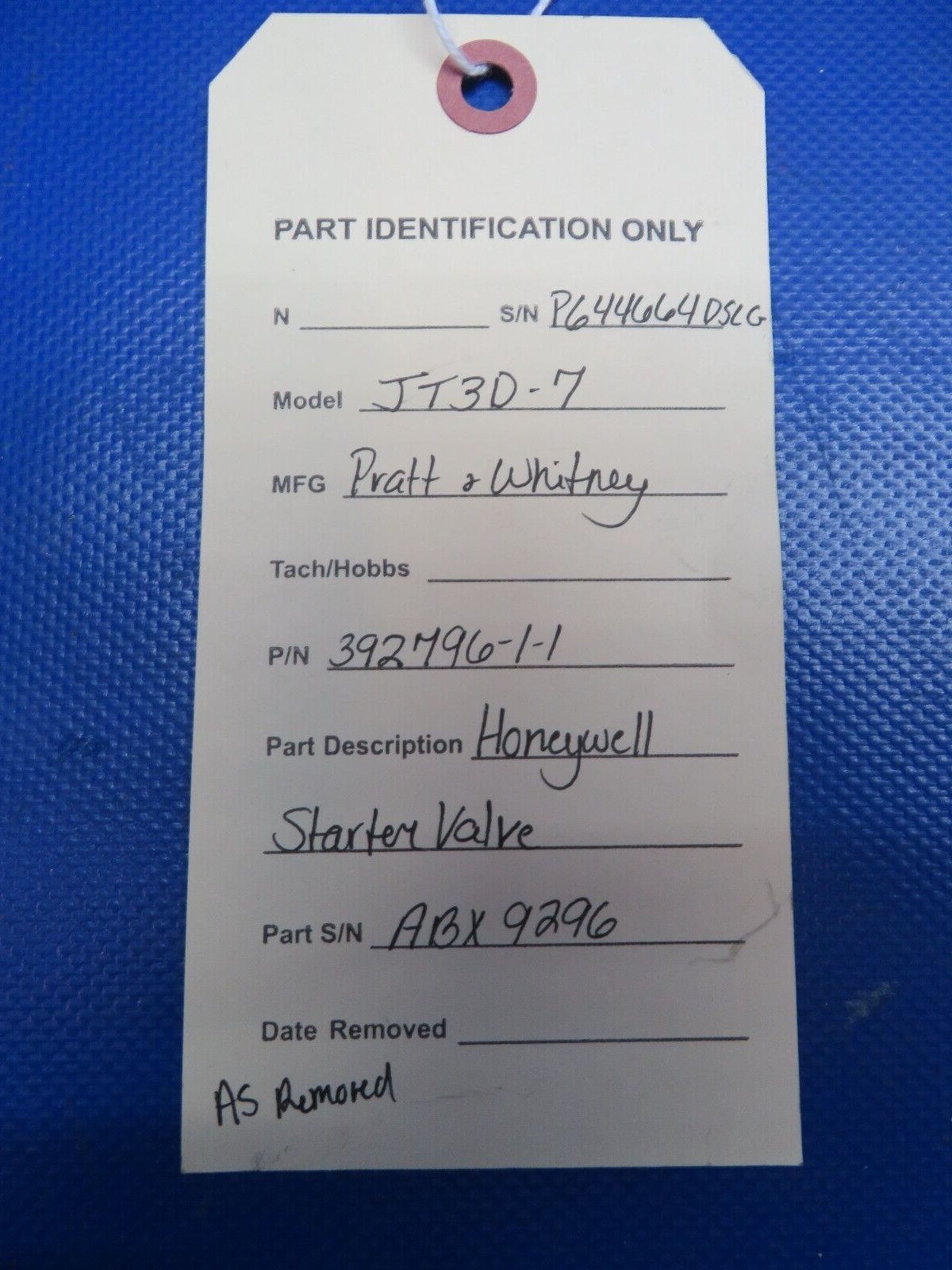 Pratt & Whitney JT3D-7 Honeywell Starter Valve P/N 392796-1-1 (1124-104)12