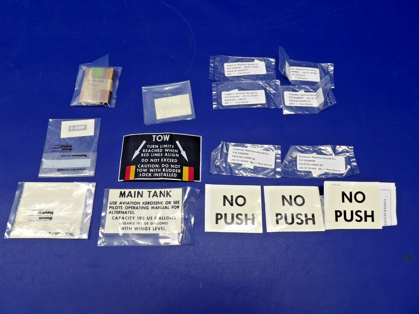 Beech Assorted Decals P/N 101-341101-71 NOS (0426-1279)0