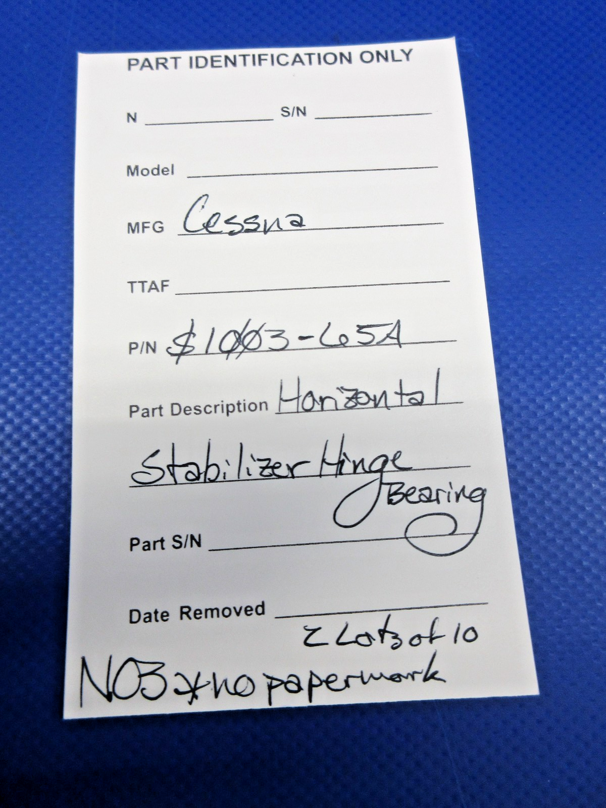 Cessna Horizontal Stabilizer Hinge Bearing S1003-65A LOT OF 10 NOS (0426-702)9