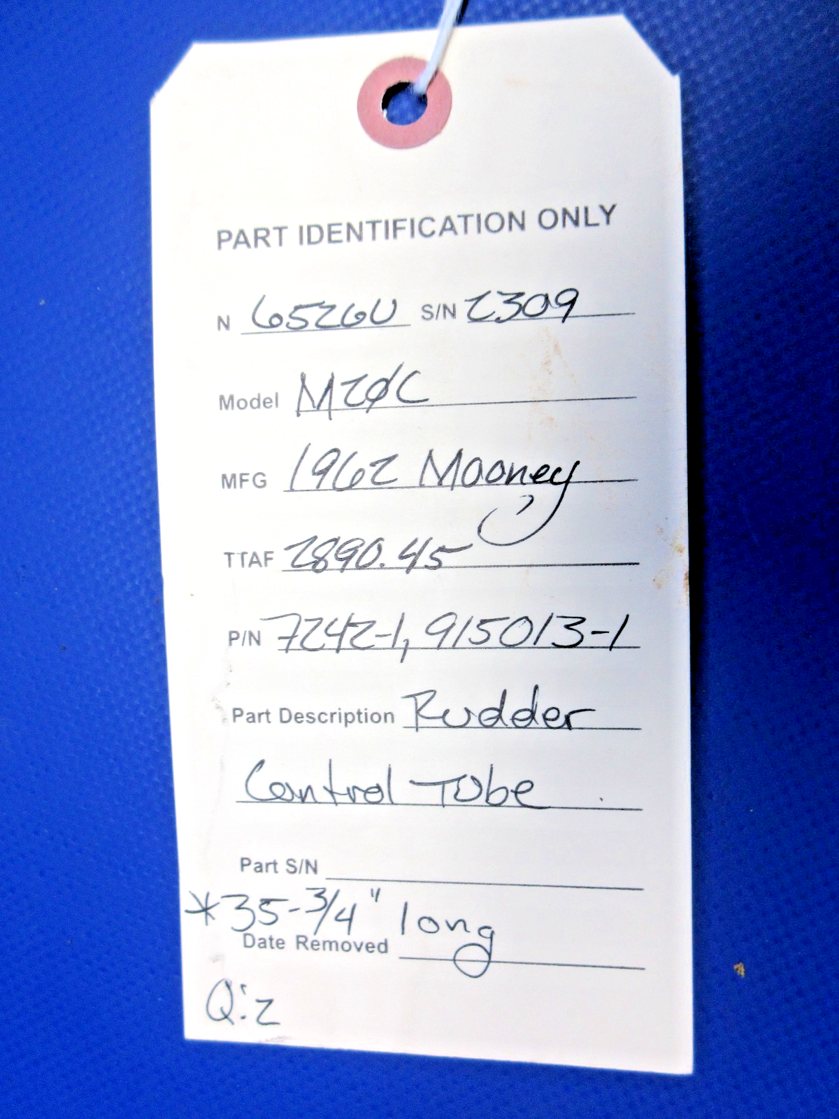 Mooney M20 / M20C Rudder Control Tube P/N 7242-1 (0426-913)9