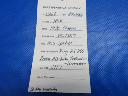 King KI250 Radar Altitude Indicator, Connector 066-3054-01 WARRANTY (0524-1748)