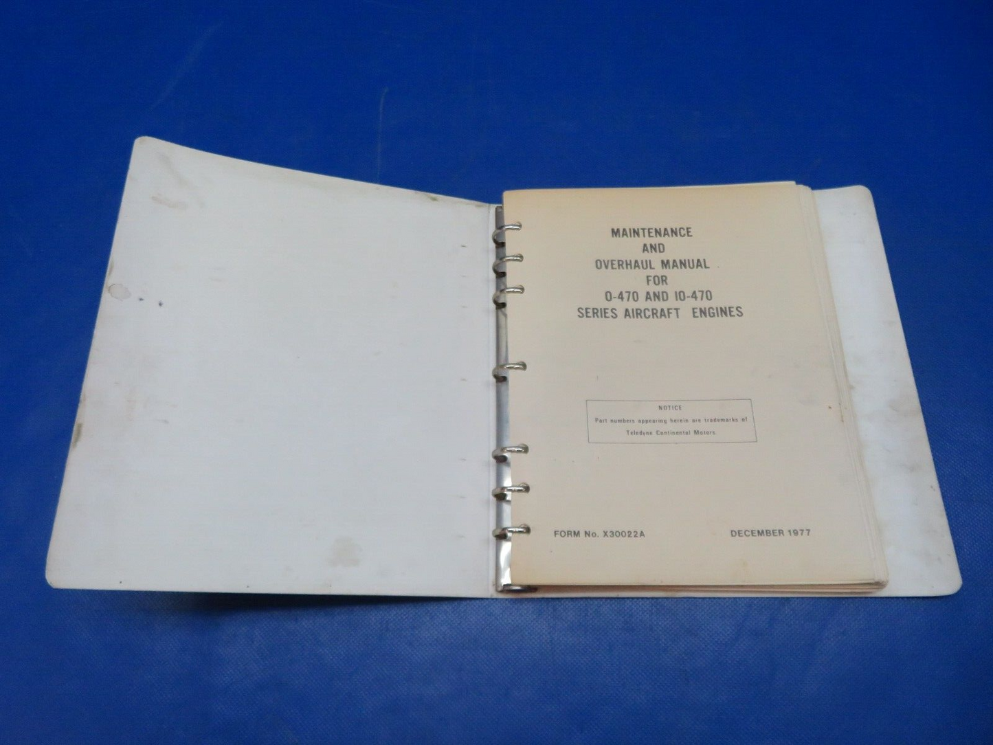 =ontinental O-470 Series Parts Catalog & Overhaul Manual P/N X-30023A (1024-198)