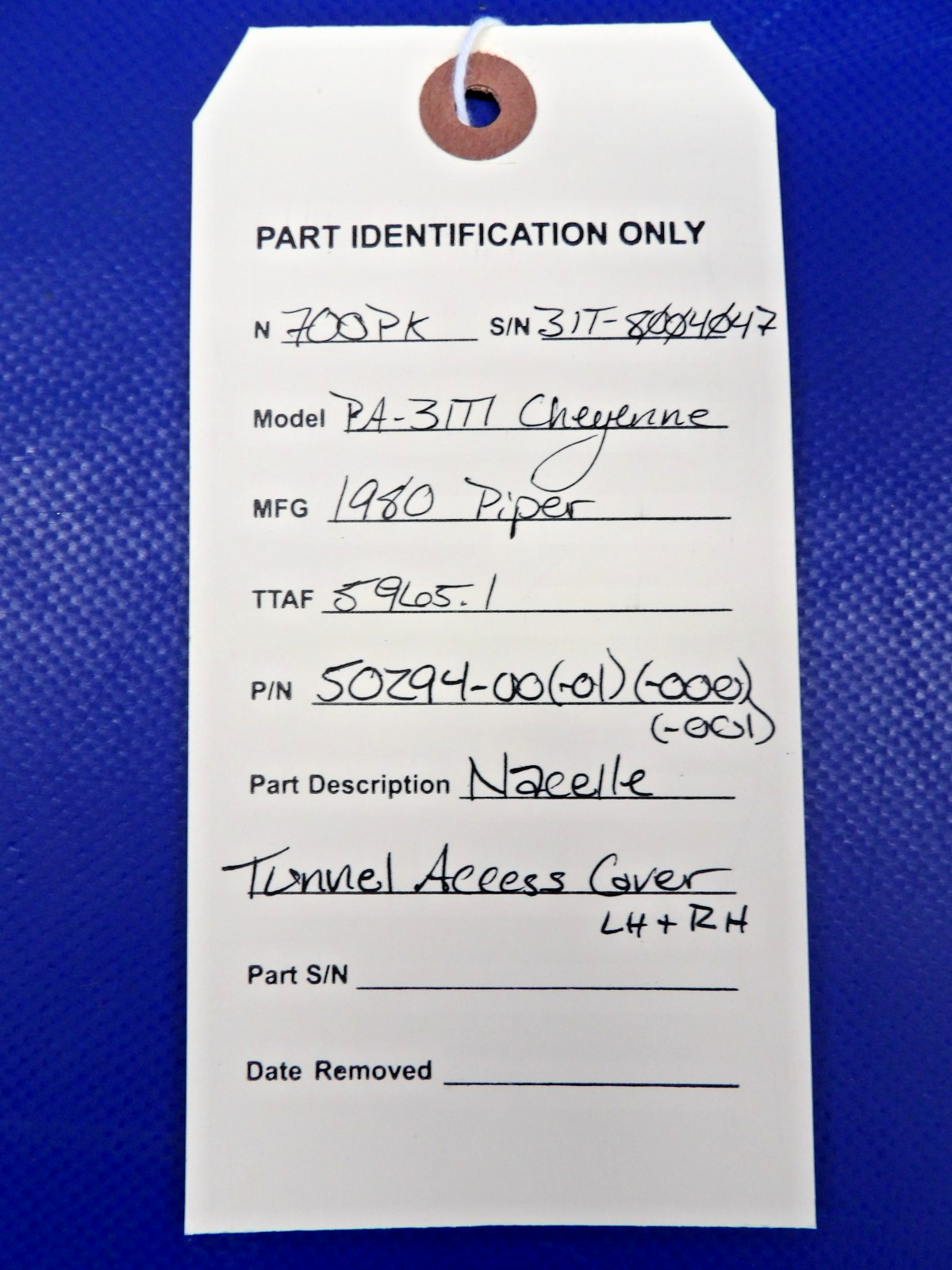 Piper Nacelle Tunnel Access Cover LH+RH P/N 50294-00 (-01) (0626-1328)8