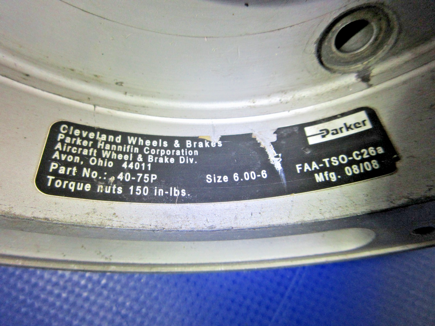 Cirrus / Cleveland 40-75P 6.00-6 Main Wheel P/N 161-03000 (0326-2020)3