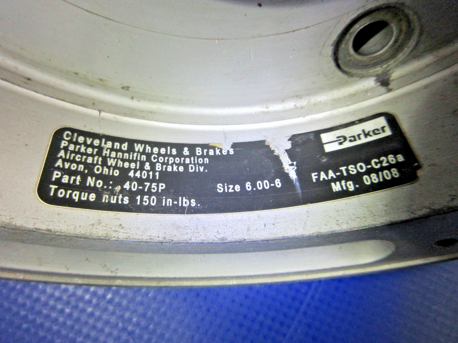 Cirrus / Cleveland 40-75P 6.00-6 Main Wheel P/N 161-03000 (0326-2020)3