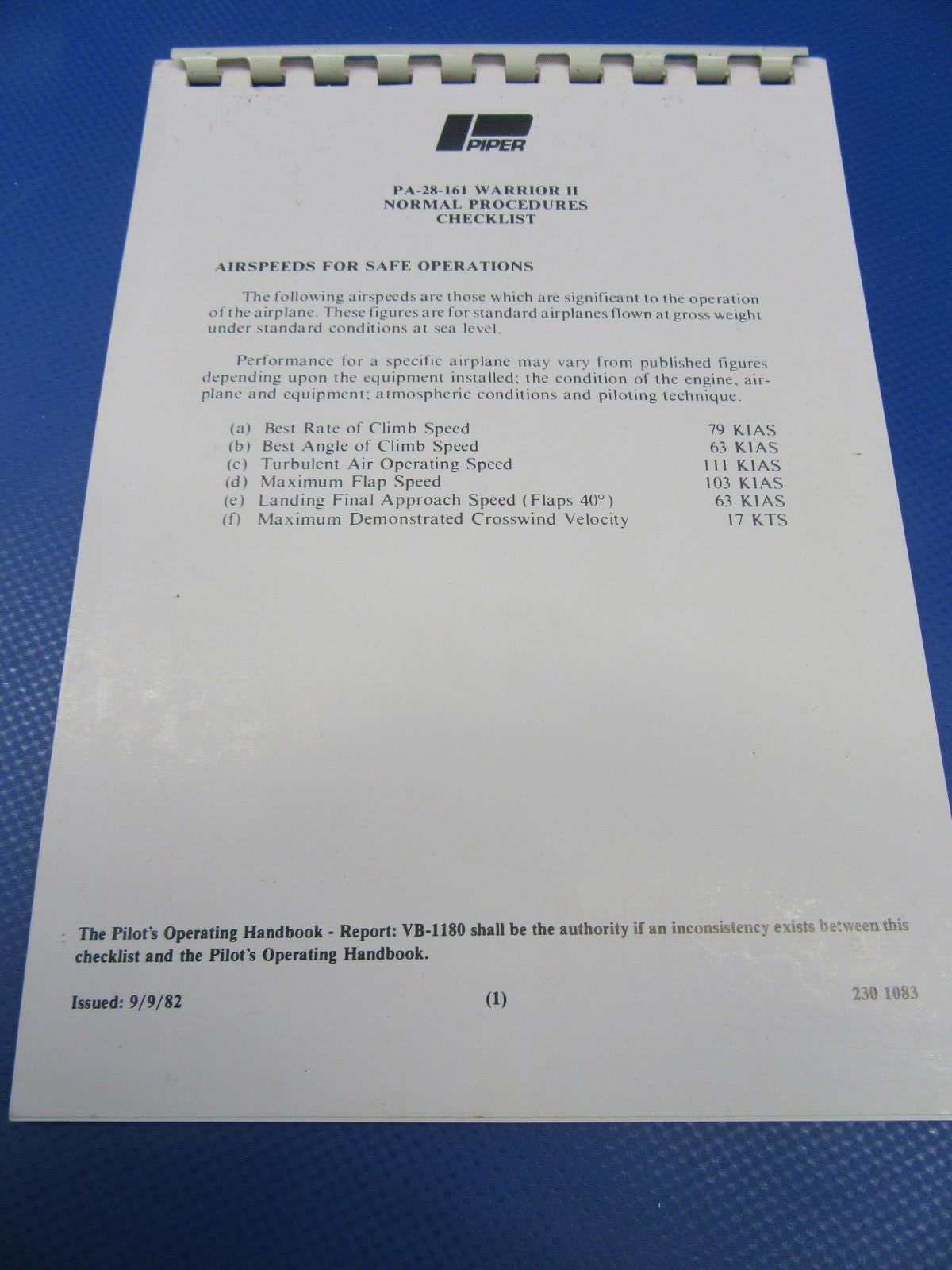 Various Original Piper Checklists PA-28 / PA-32 Lot of 9 (0124-31)