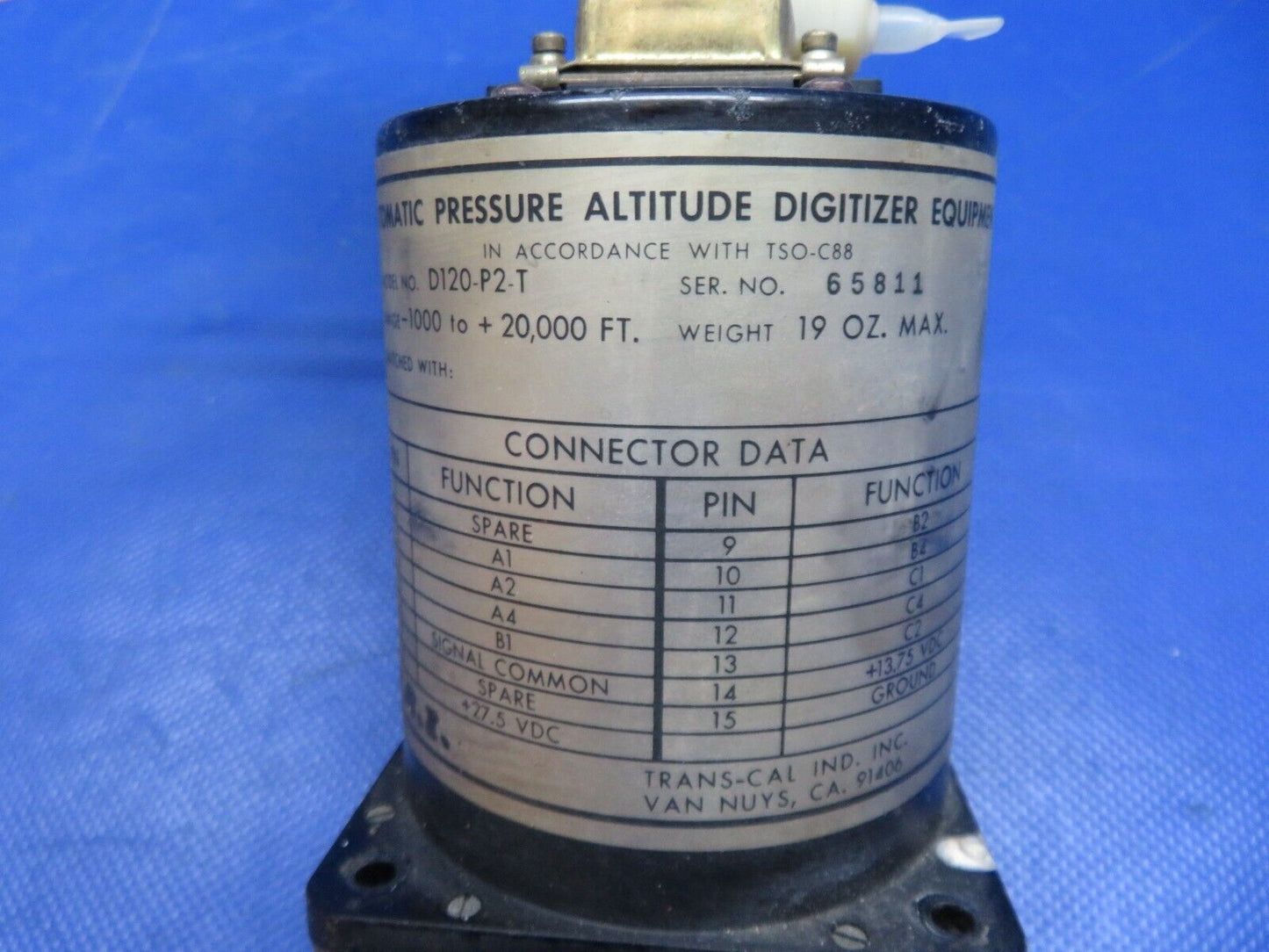 Trans Cal Auto Pressure Altitude Digitizer 14/28v D120-P2-T WARRANTY (0624-177)
