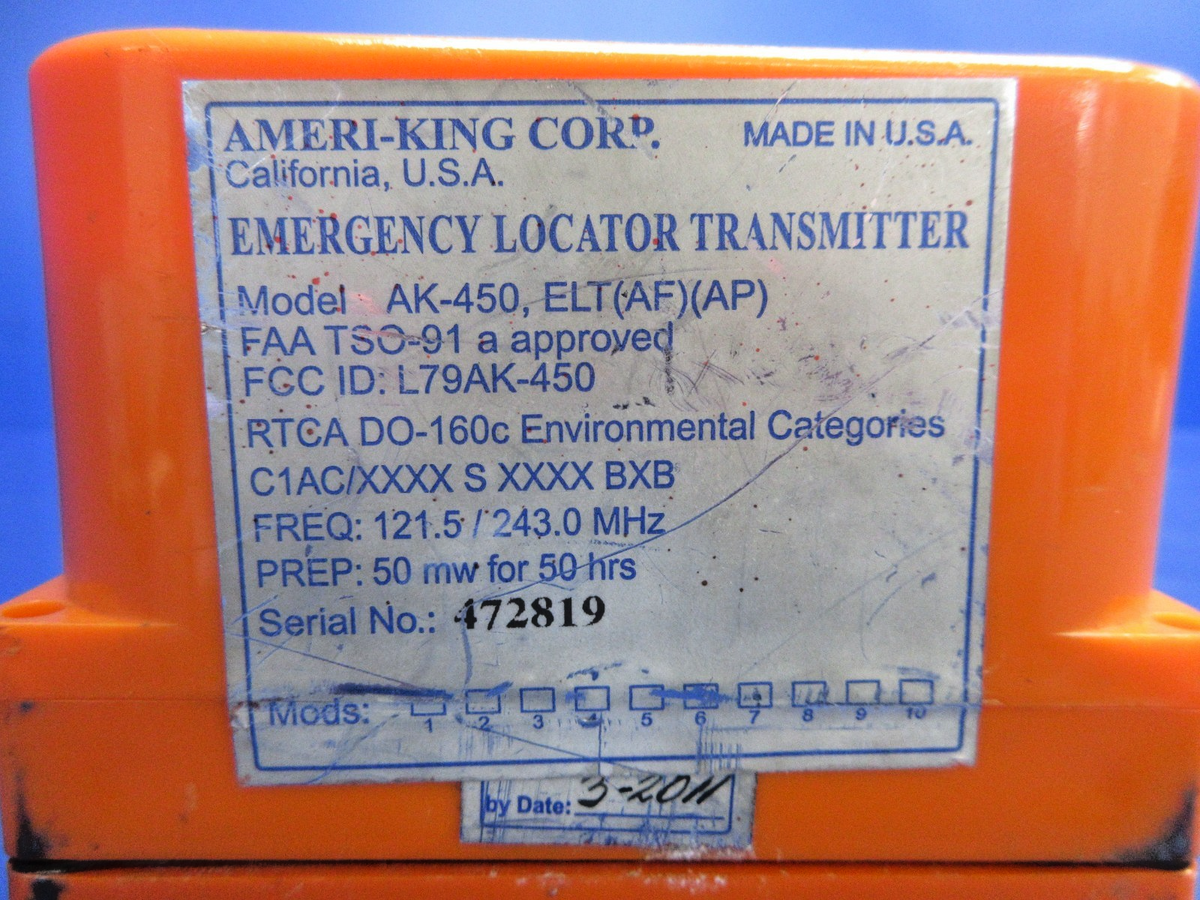 Piper PA-28-235 Cherokee Ameri-King ELT AK-450 P/N 450001 TESTED (0926-910)3