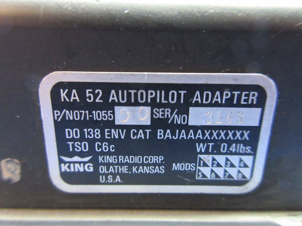 Cessna P337H King KA52 Autopilot Adapter w/ Connector P/N 071-1055-00(0724-1360)