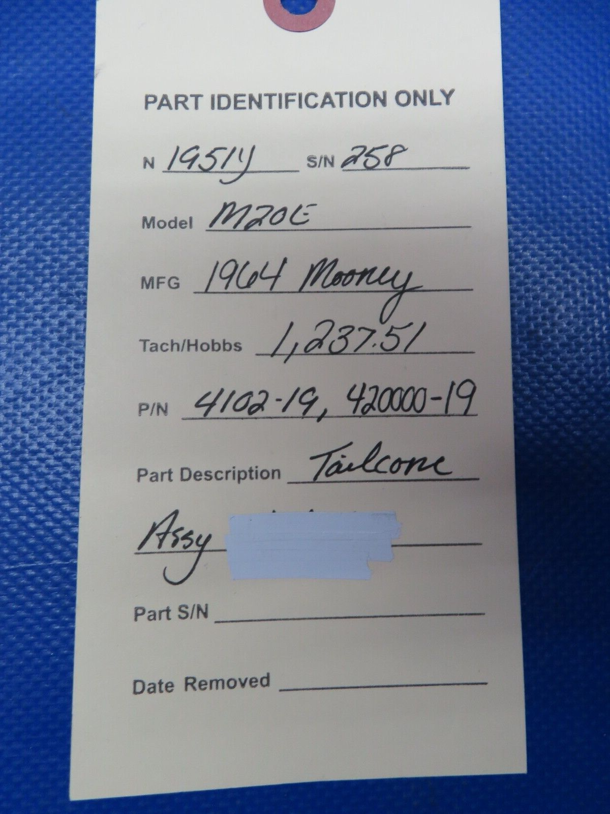 Mooney M20 / M20E Tailcone Assy P/N 4102-19 (0424-212)