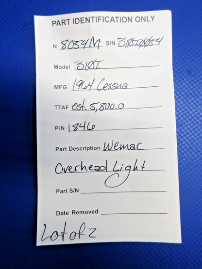 Cessna 310 / 310I Wemac Overhead Light P/N 1846 LOT OF 2 (0326-807)15
