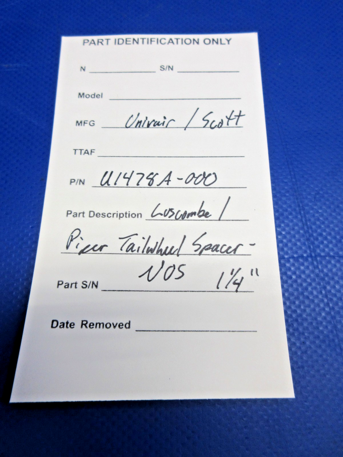 Scott / Univair Luscombe / Piper Tailwheel Spacer P/N U1478A-000 NOS (0926-758)13