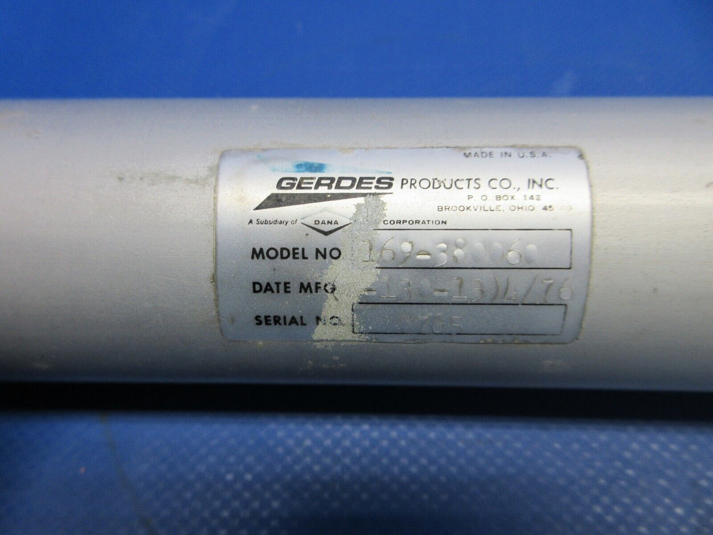 Beech C24R Sierra Gerdes Hydraulic Retract Cylinder P/N 169-380060 (0524-1816)