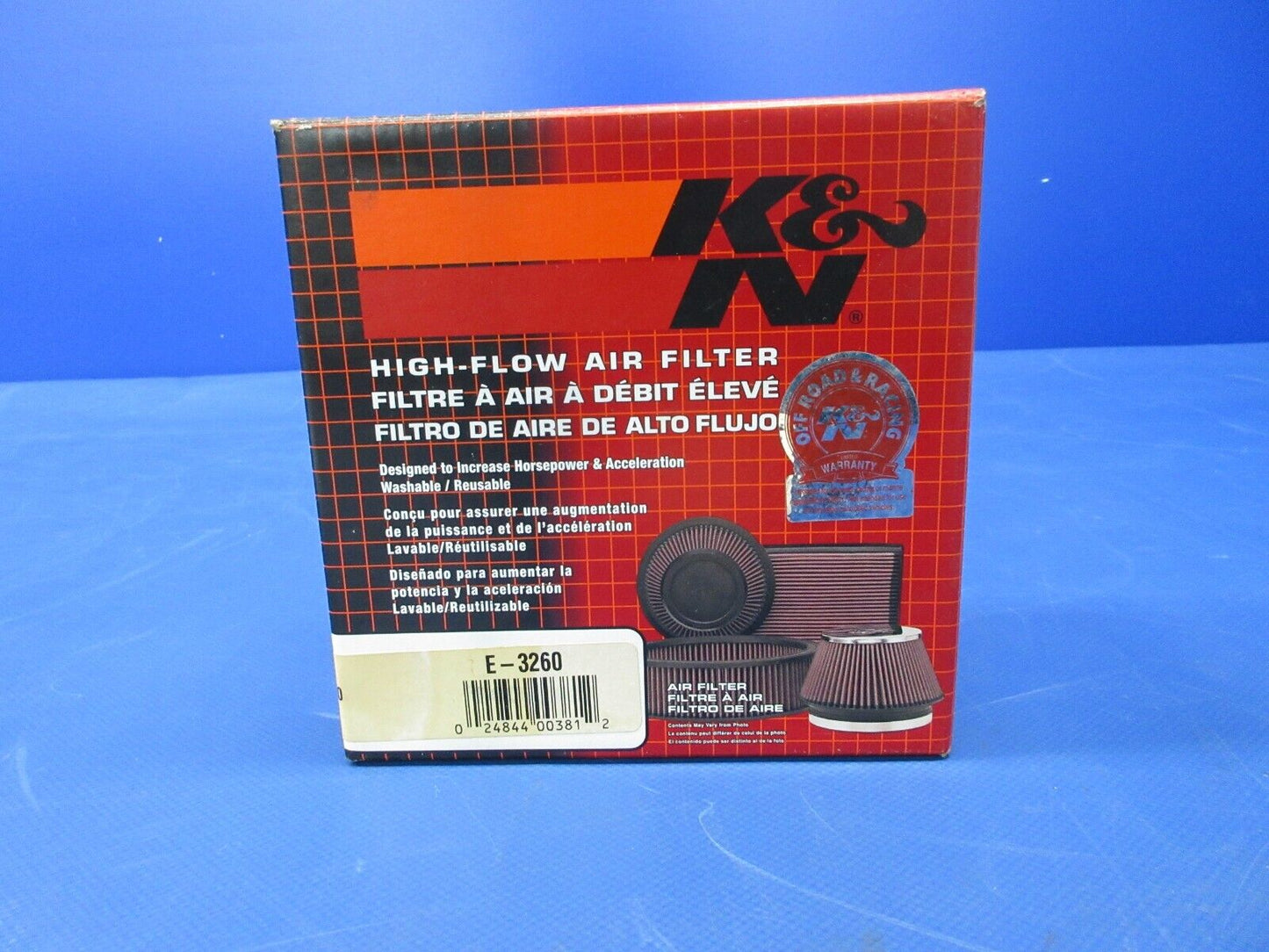 K&N High-Flow Air Filter & Gasket P/N E-3260 NOS (0624-1321)