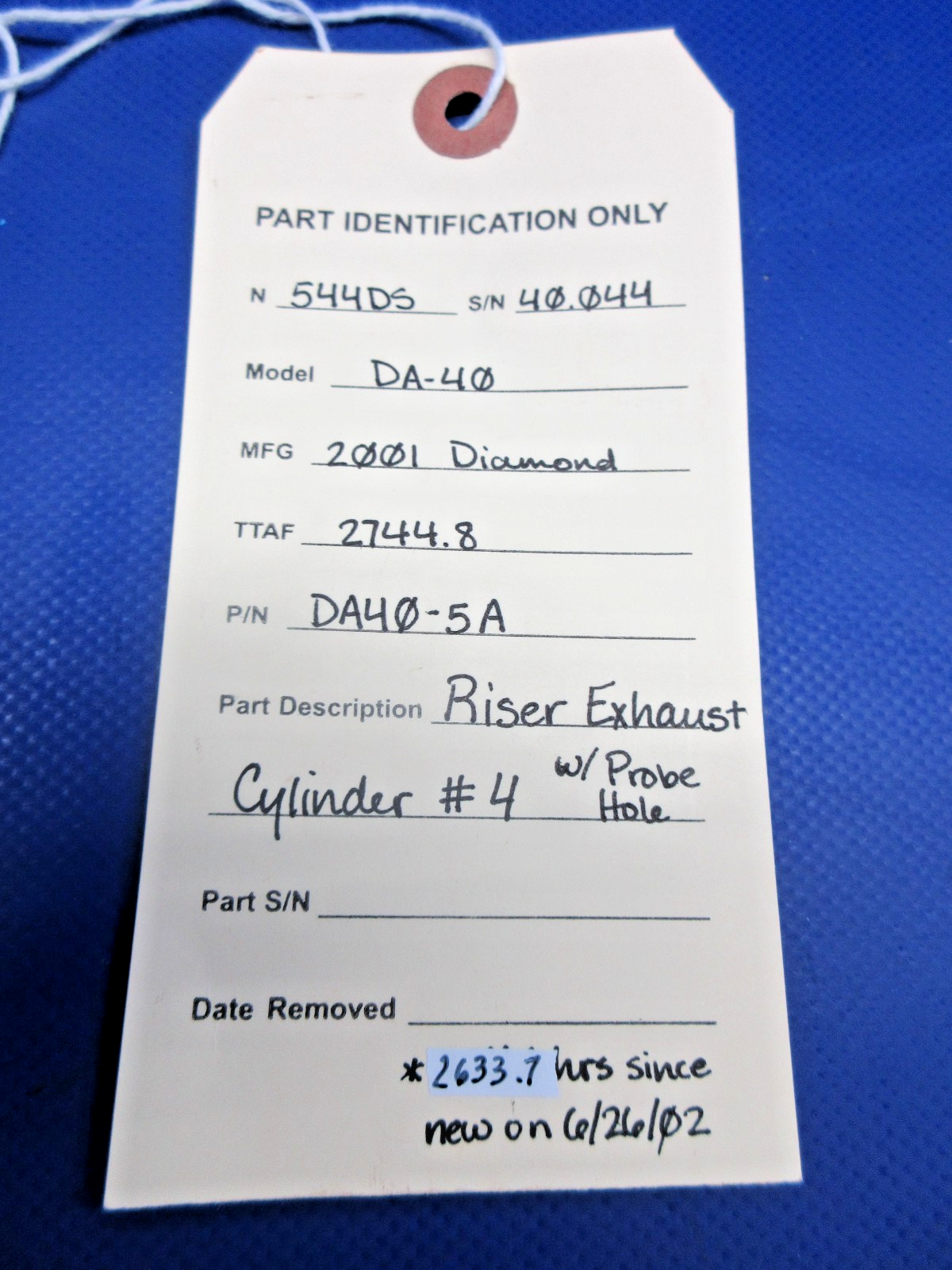 Diamond DA-40 Riser Exhaust Cylinder #4 w/ Probe Hole P/N DA40-5A (0726-830)11