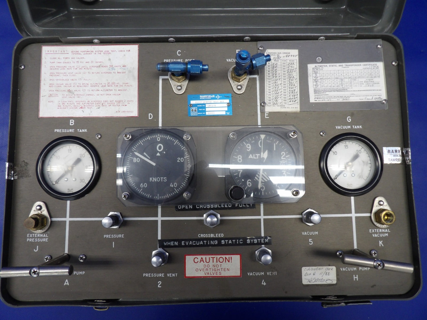 Barfield 1811FD Pitot Static Test Set WARRANTY (0626-1454)8