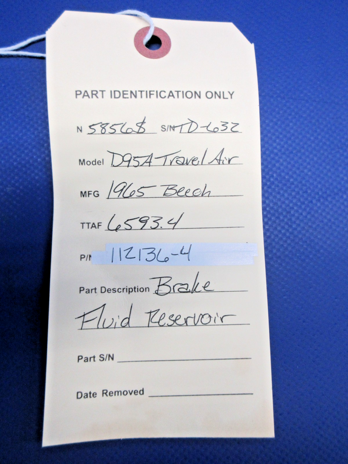 Beech D95A Travel Air Brake Fluid Reservoir P/N 112136-4 (0326-795)10