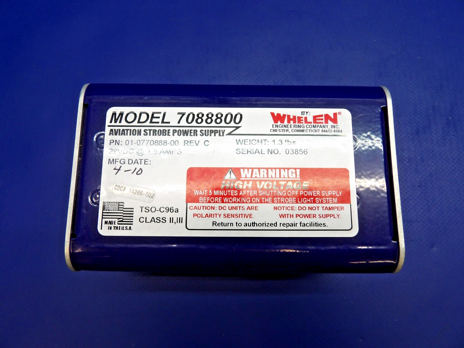 Whelen 7088800 Aviation Strobe Power Supply 28V 01-0770888-00 TESTED (0426-1342)0