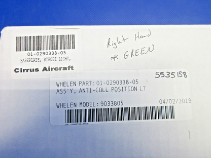 Whelen 9033805 RH Position Strobe Light Base Plate 01-0290338-05 NOS (0326-967)2