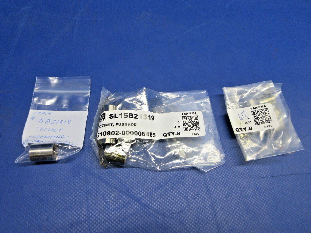 Lycoming Pushrod Socket P/N 15B21319, SL15B21319 SET OF 8 NOS (0926-890)1