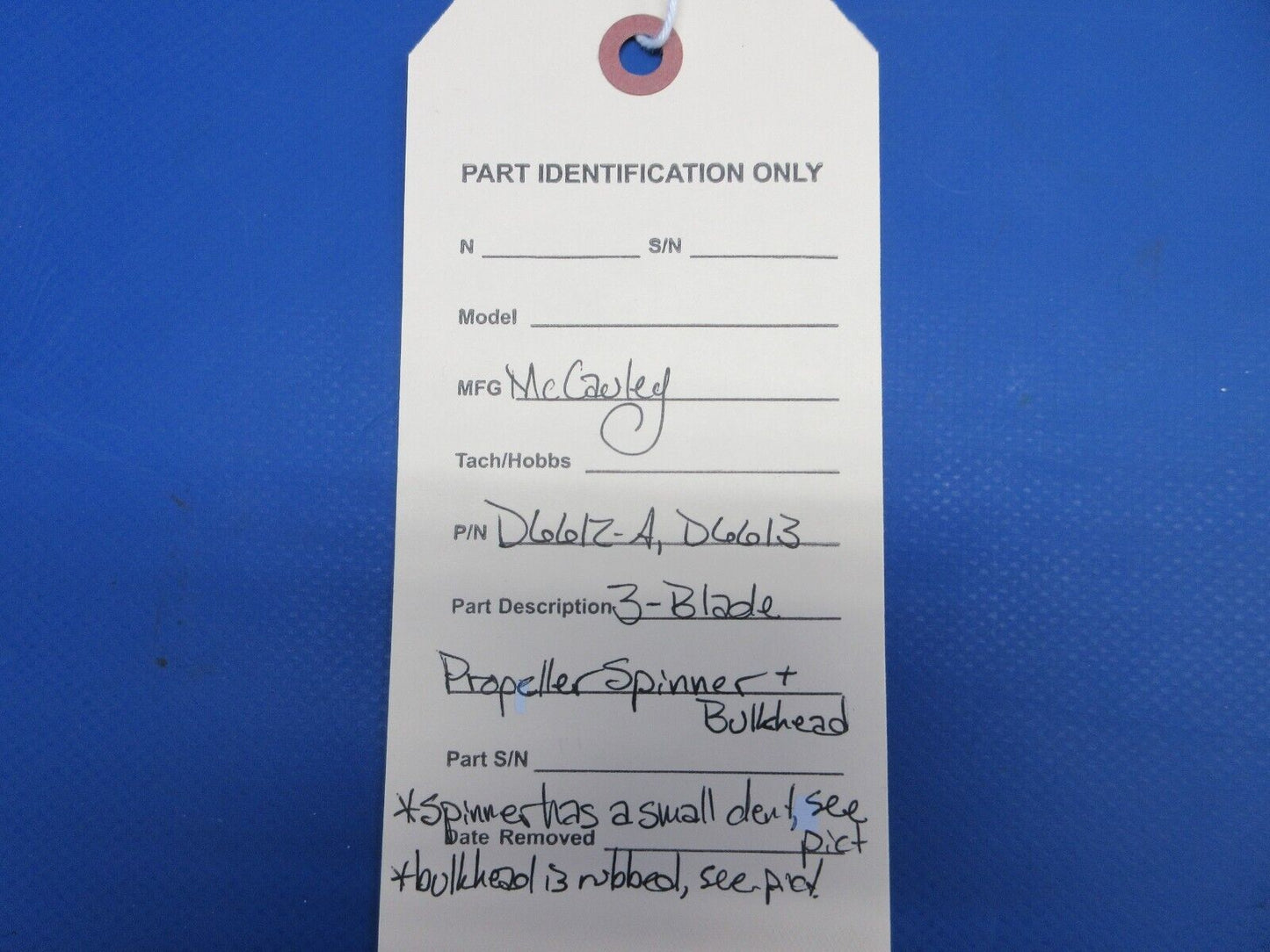 McCauley 3-Blade Propeller Spinner & Bulkhead P/N D6612-A (1024-2144)
