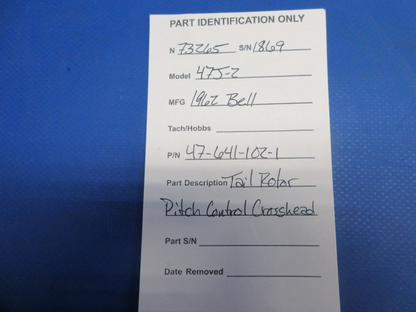 Bell 47J-2 Helicopter Tail Rotor Pitch Control Crosshead 47-641-102-1 (1124-865)