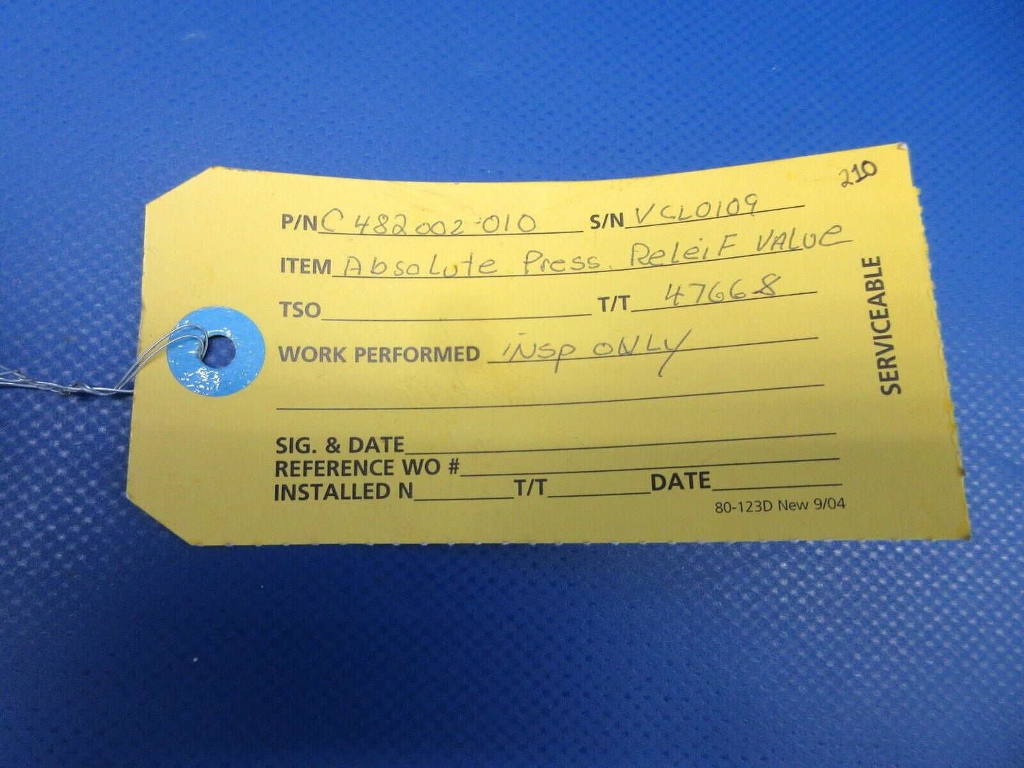 Garret / AiResearch Absolute Pressure Relief Valve P/N C482002-0110 (0324-631)