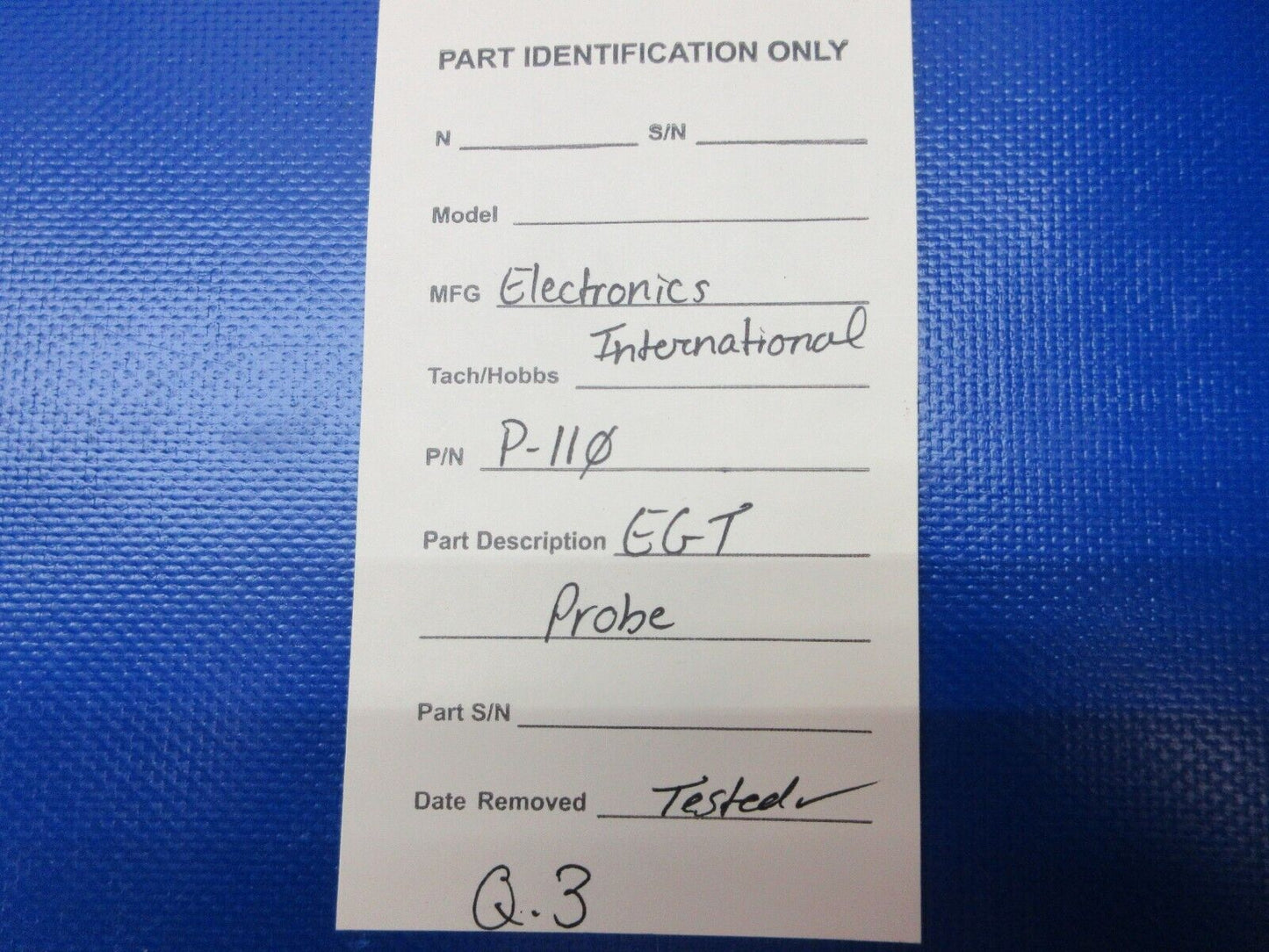 Electronics International EGT Probe P/N P-110 TESTED (1224-1302)