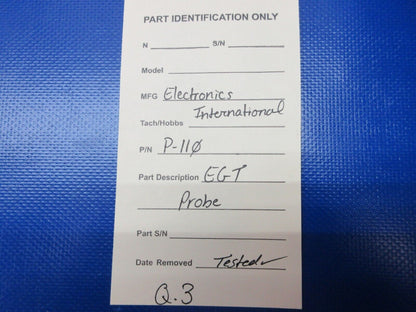 Electronics International EGT Probe P/N P-110 TESTED (1224-1302)