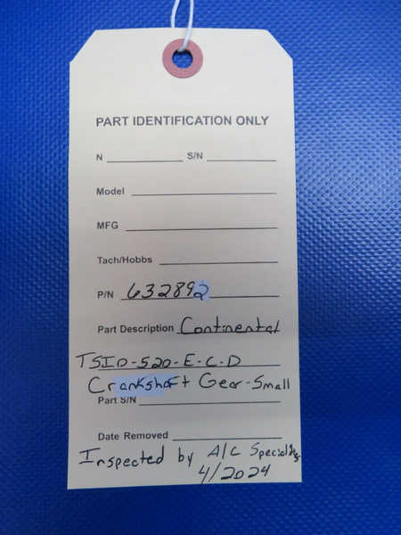 Continental TSIO-520-E-C-D Crankshaft Gear Small 632892 INSPECTED (0624-1716)