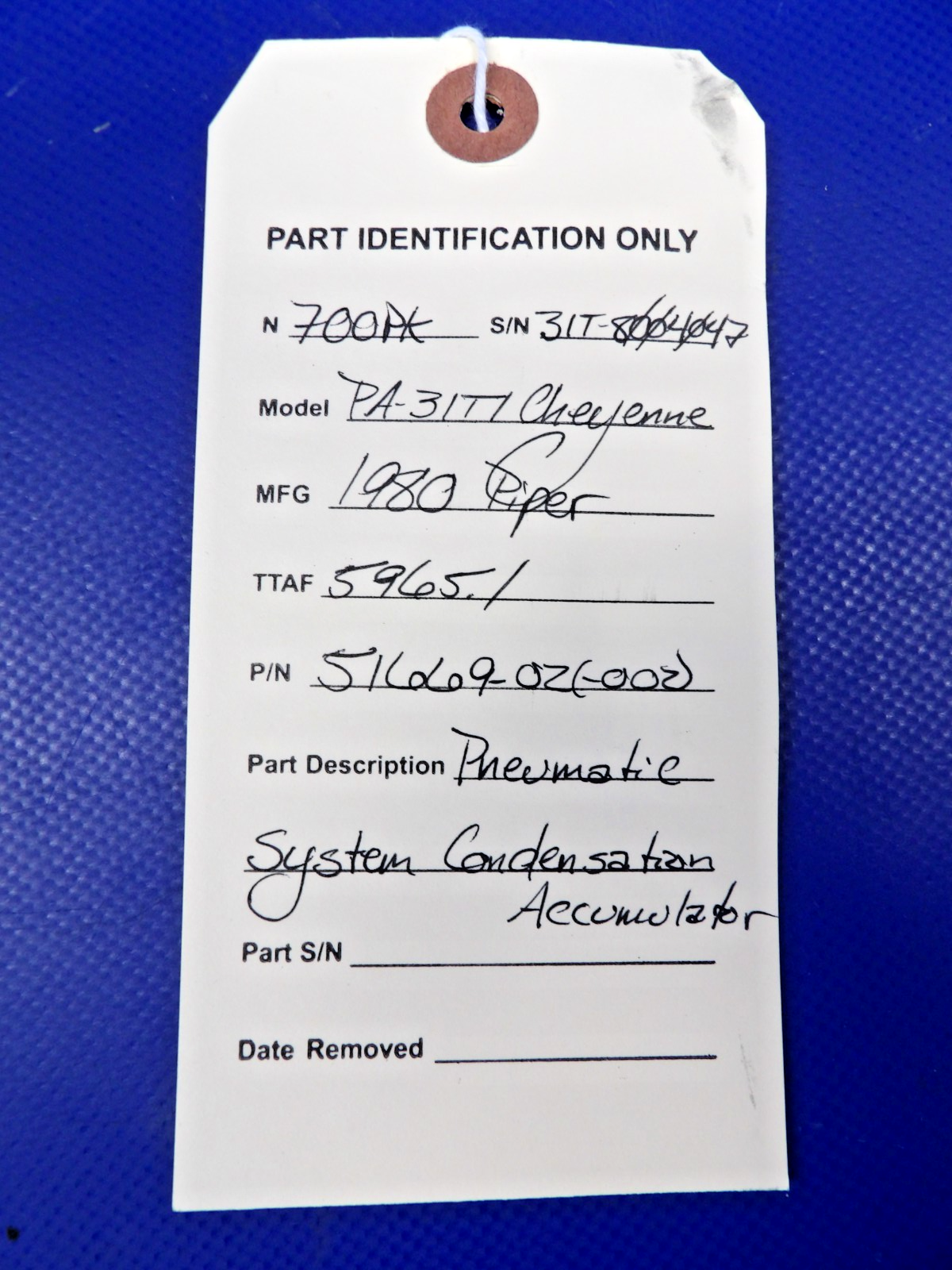 Piper Cheyenne Pneumatic System Condensation Accumulator 51669-02 (0626-1296)10