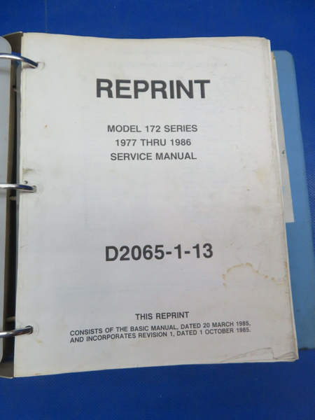 Cessna 172 1977 Through 1986 Service Manual P/N D2065-1-13 Reprint (1024-142)