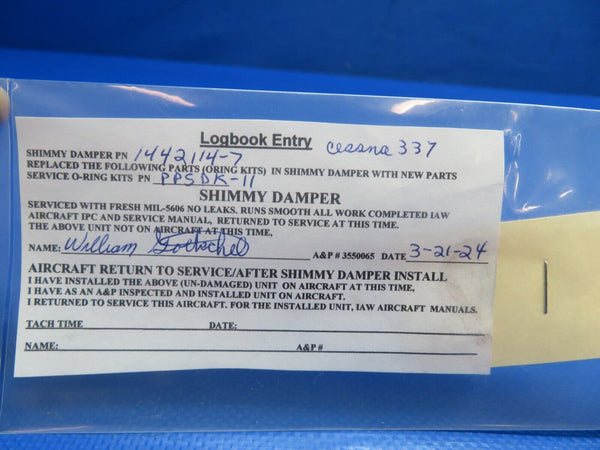 Cessna 337 Shimmy Dampener P/N 1442114-7 Cast 1442112-496 OVERHAULED (0324-1766)