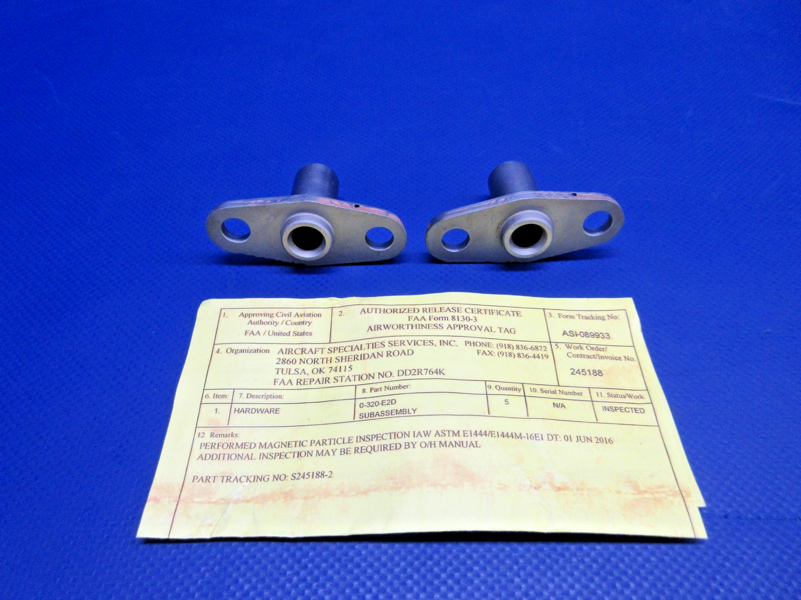 Lycoming Crankshaft Idler Gear Shaft w/8130 P/N LW-13796 LOT OF 2 (0226-994)0