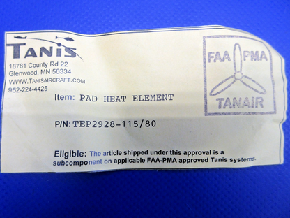 Tanis Engine Heating Case Pad Upper /LWR P/N TEP2928-115/80 NOS (0326-987)2