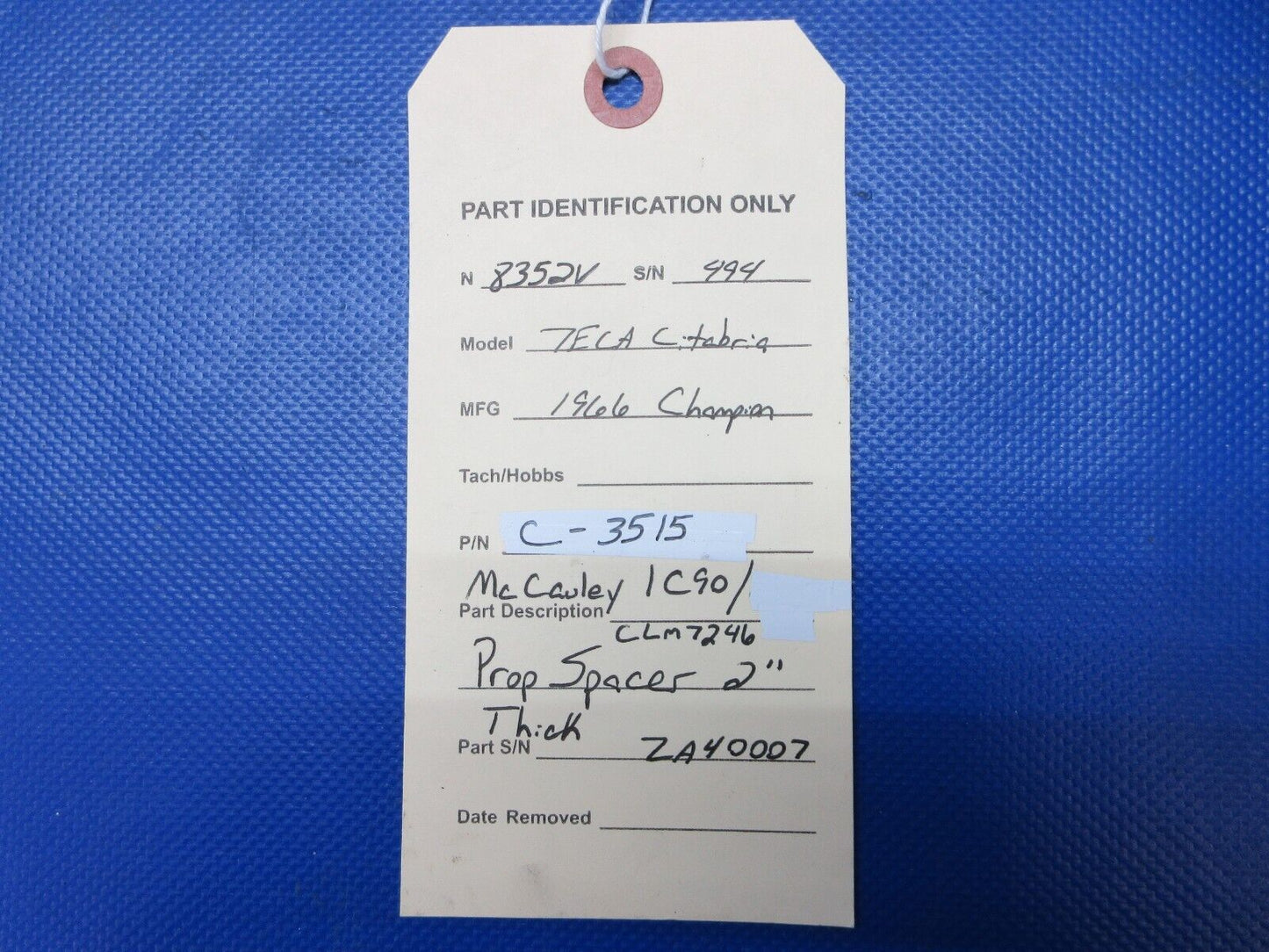 Champion 7ECA McCauley 1C90 / CLM7246 Prop Spacer P/N C-3515 (0924-1431)
