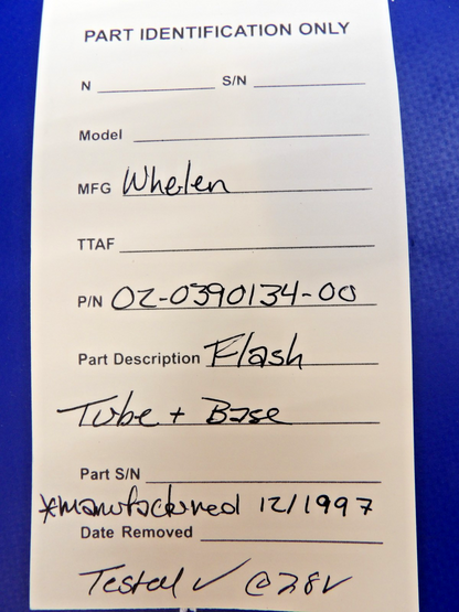 Whelen Flash Tube & Base P/N 02-0390134-00 TESTED (0426-1336)10