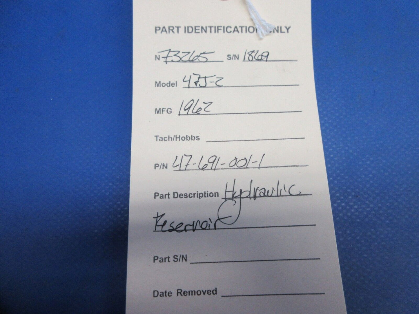 Bell 47J-2 Helicopter Hydraulic Reservoir P/N 47-691-001-1 (1124-917)