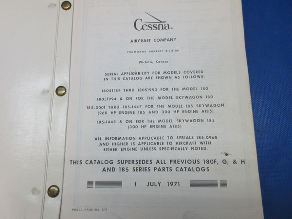 Cessna 180 & 182 1963 thru 1971 & 185 Skywagon Series Parts Catalog (1024-1303)