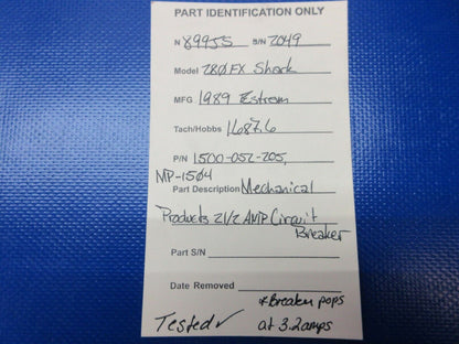 Mechanical Products 21/2 Amp Circuit Breaker P/N 1500-052-205 TESTED (1224-1297)