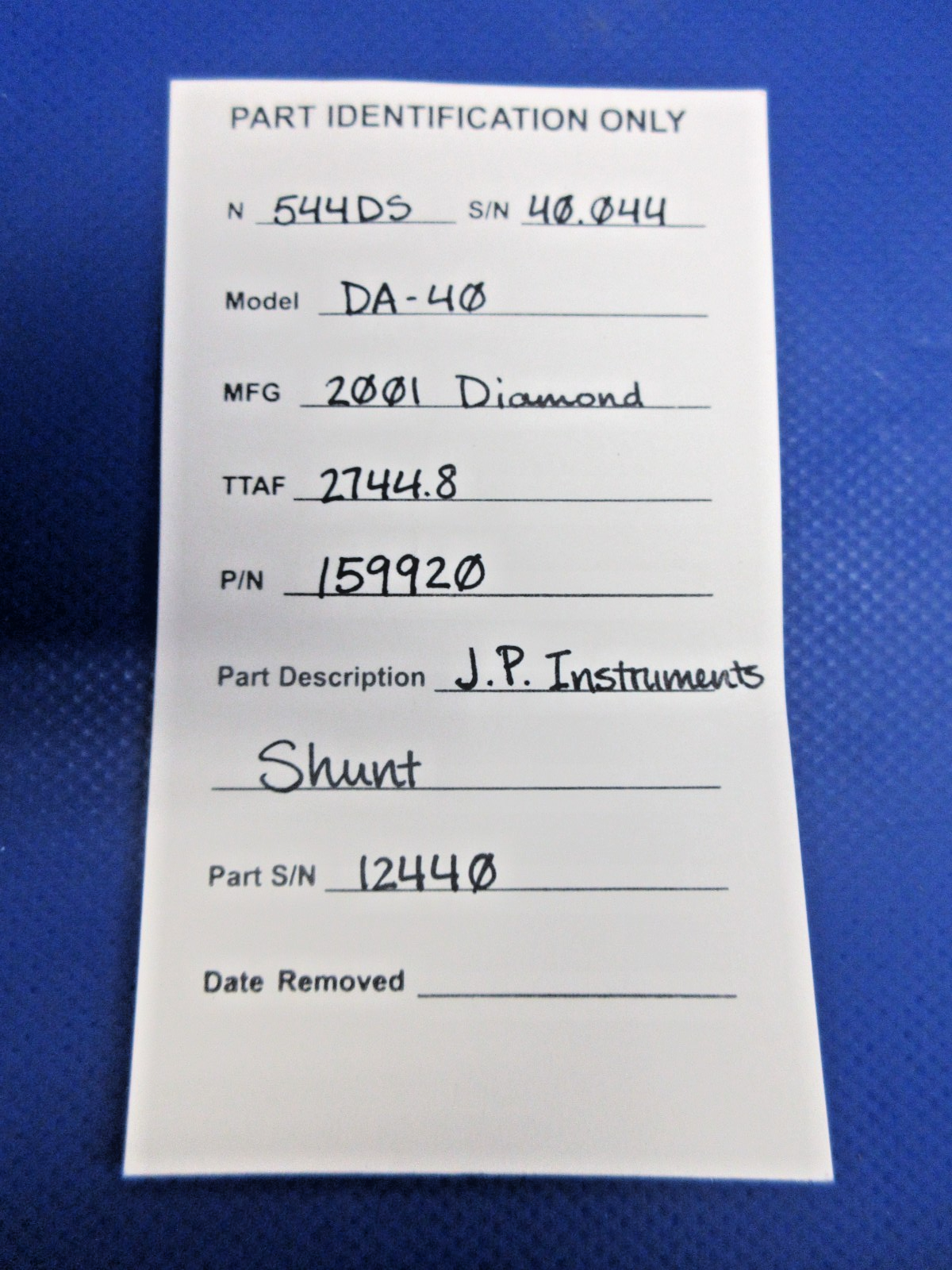 Diamond DA-40 J.P. Instruments Shunt P/N 159920 (0726-844)8