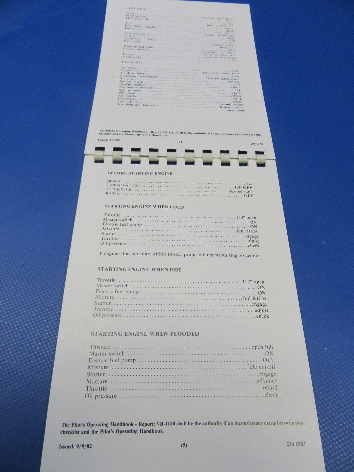 Various Original Piper Checklists PA-28 / PA-32 Lot of 9 (0124-31)